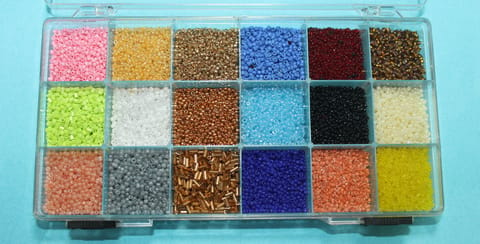Glass Seed Beads For Jewellery Making, Embroidery & Crafts DIY Kit, size 11/0, Pack Of 18 Colours