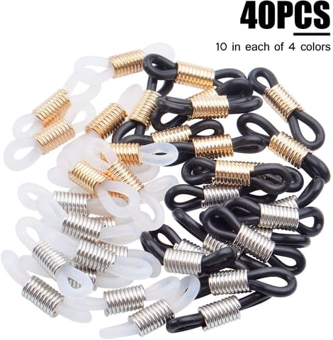 40 Pcs Eyeglass Chain Rubber Ends Combo Black and White