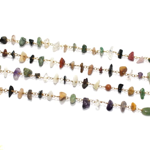 Multicolor Stone uncut Chips Beaded Chain