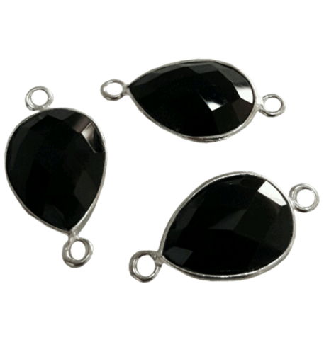 Sterling Silver Drop Black Onyx Connector