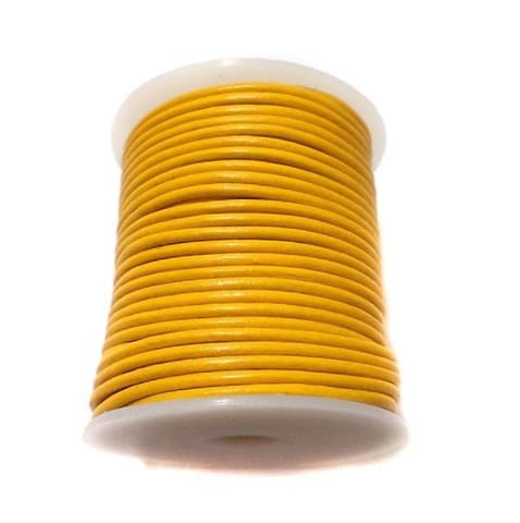 Leather Cord Yellow For Jewellery Making, Size 2 mm, Pack of 25 mtr