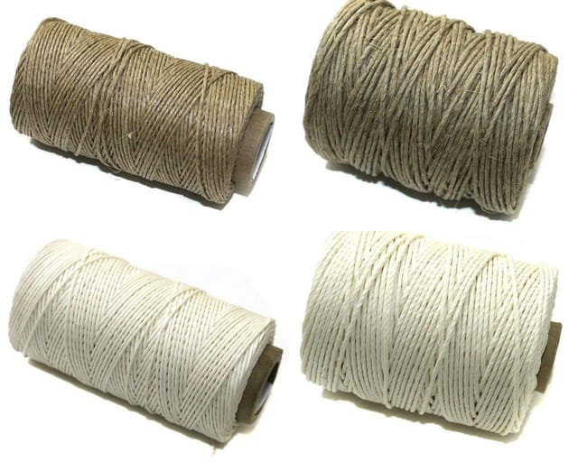 4 Spools Hemp Twine Cord Natural and White and 1mm and 2mmCombo