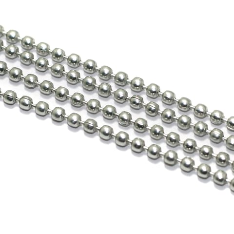 5 Mtrs, 2mm Aluminium Ball Chain Silver