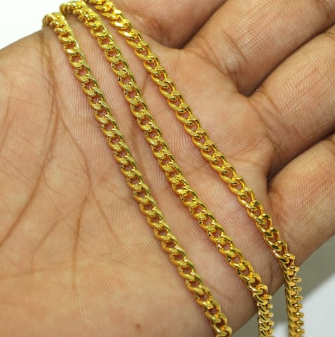 1 Mtr Gold Finish Metal Chain, Link size 6x3mm