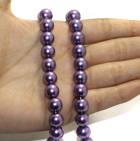 1 String Shell Pearl Beads Muave, Size 10mm
