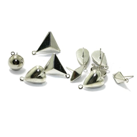 5 Pairs Assorted Shaped Post Stud Earring Findings With Closed Loop
