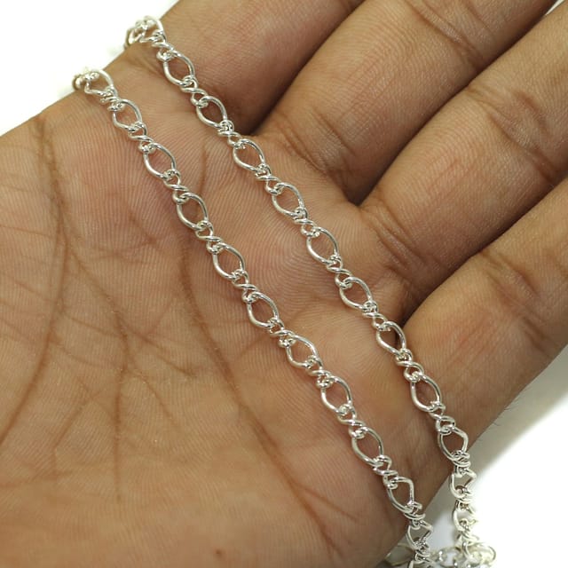 1 Mtr Silver Metal Chain, Link Size 6X5mm
