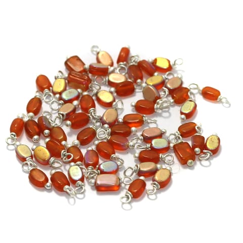 240 Pcs, 5mm Glass Loreal Beads Orange Silver Plated