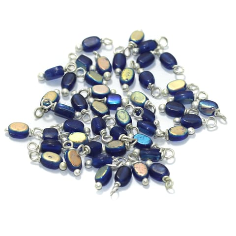 240 Pcs, 5mm Glass Loreal Beads Blue Silver Plated