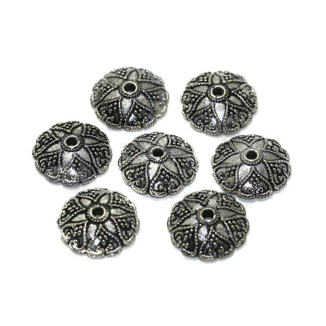 50 Pcs German Silver Beads Caps 13mm
