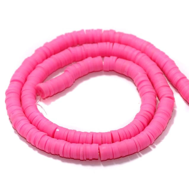 Baby Pink Polymer Clay Fimo Ring Beads 1 String, 6mm
