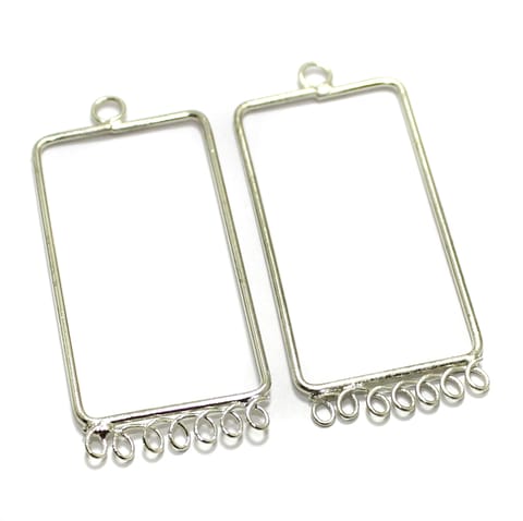 2 Pairs Brass Earrings Components Rectangle 1.75 Inch