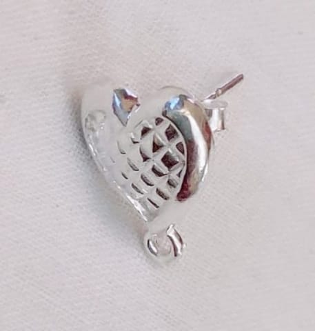 Sterling Silver Heart Stud with Loop 10mm