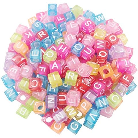 500 Pcs Acrylic Square A to Z Alphabet Letter Beads Multicolor 6mm