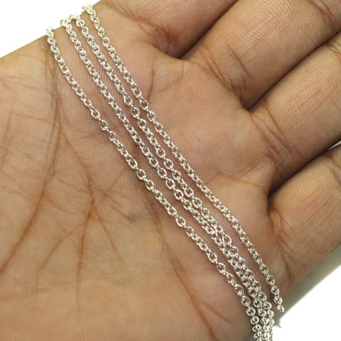 1 Mtr Brass Micro Chain Silver, Link Size 2mm