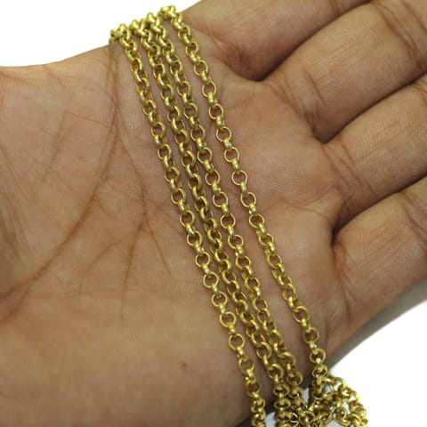 1 Mtr Brass Chain Golden, Link Size 3mm