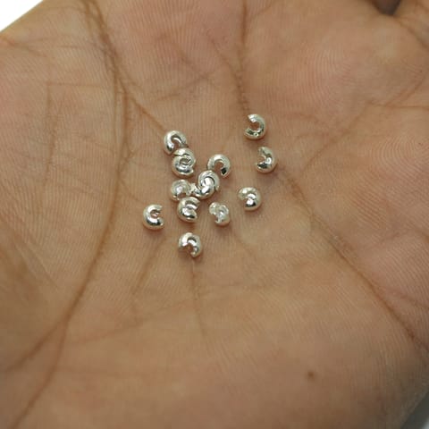 50 Pcs, 2mm Crimp Beads Cover Silver