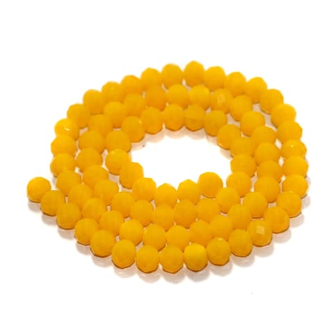 85 Pcs, 6mm Yellow Glass Crystal Beads Roundelle 1String