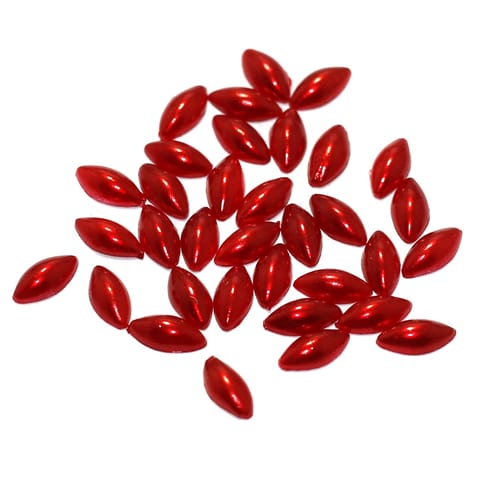100 Gms 8mm Red Oval Acrylic Colored Pearl Cabochons Stone