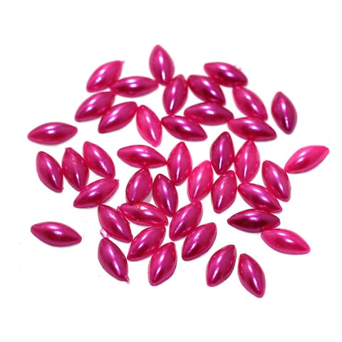 100 Gms 8mm Pink Oval Acrylic Colored Pearl Cabochons Stone