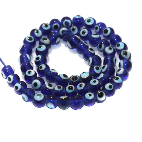2 String, 7mm Glass Evil Eye Beads