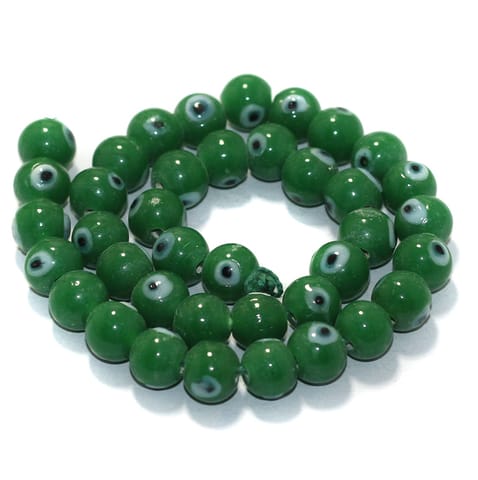 1 String, 10mm Glass Evil Eye Beads
