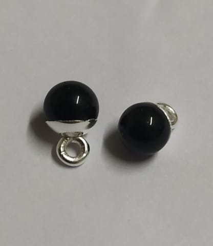 6mm Black Onyx Bead with 925 Sterling Silver Loop
