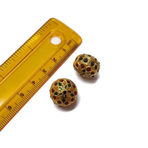 2pcs, 13x15mm, Jadau Beads