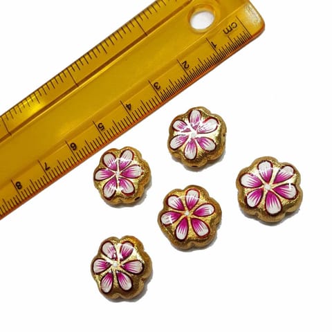 5pcs, 16mm Golden Handpainted Beads For Rakhi, Jewellery Making etc
