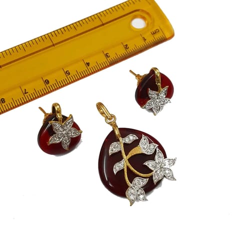 1 pc, AD Stone Pendant- 1.5 inches, Earrings- 0.5 inches