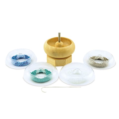 3 Inch Wooden Beading Spinner With 2 Pcs Curved Needle and 4 Pcs Quick Change Trays