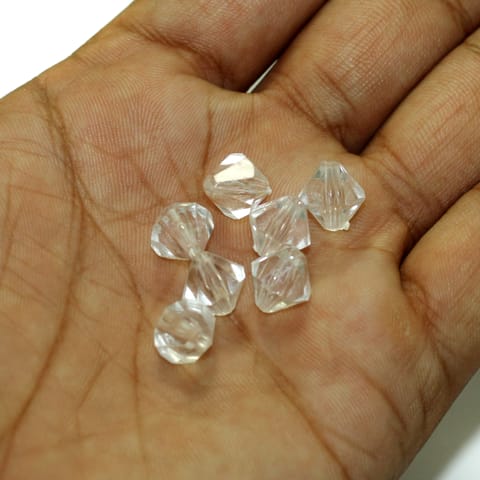 100 Pcs Acrylic Faceted Beads Bicone Clear 10mm