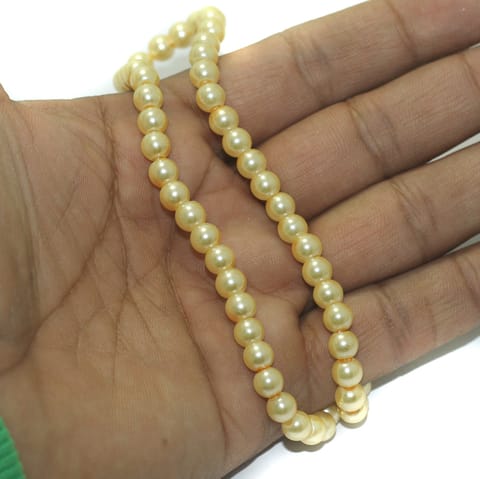 69+ Glass Pearl Round Beads Ivory 6 mm