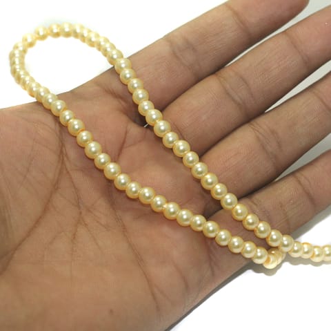 87+ Glass Pearl Round Beads Ivory 5 mm