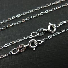 92.5 Sterling Silver Round Flat Links Chain - 45 cms
