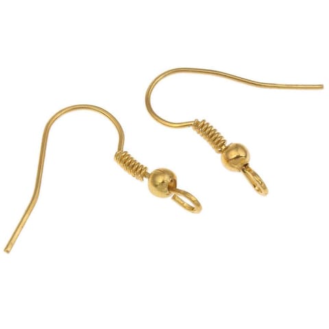 25 Pairs, 20mm Brass Golden Finish Earring Hooks