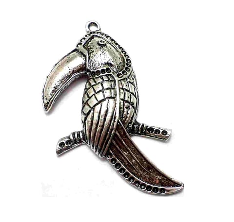 1 Pc, 3 Inches German Silver Parrot Pendant
