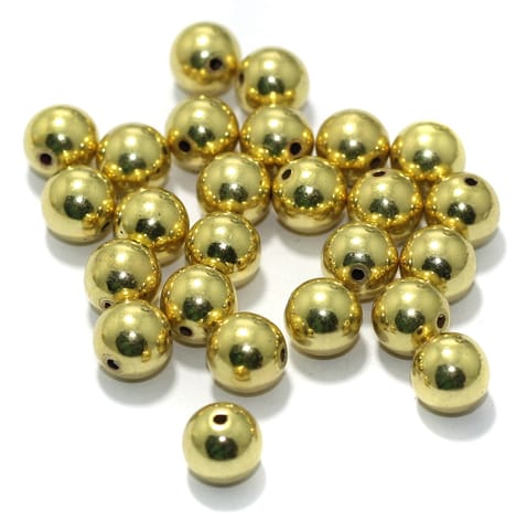 100 Pcs, 10mm Acrylic CCB Round Beads Golden