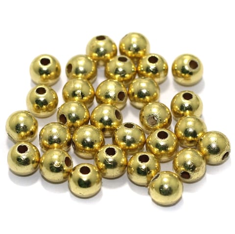100 Pcs, 8mm Acrylic CCB Round Beads Golden