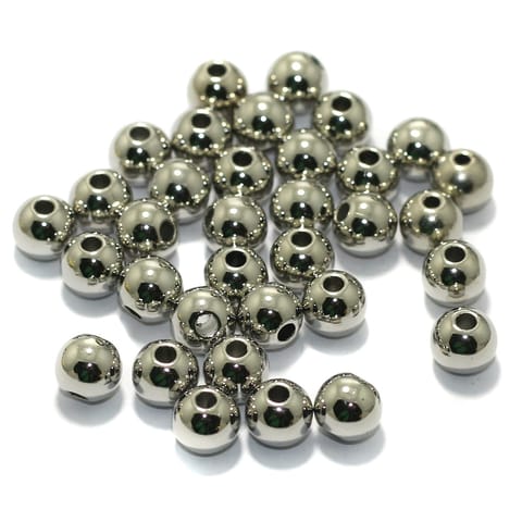 100 Pcs, 8mm Acrylic CCB Round Beads Silver