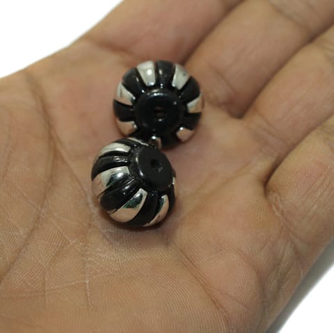10 Pcs, 20x15mm Black Acrylic Beads Rondelle