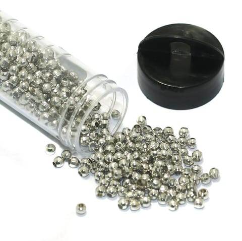 1000 Pcs Solid Brass Round Beads Silver 2.5mm