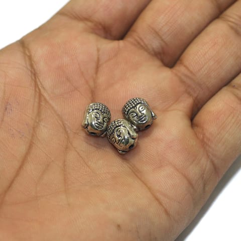20 Pcs, 10x8mm German Silver Buddha Beads