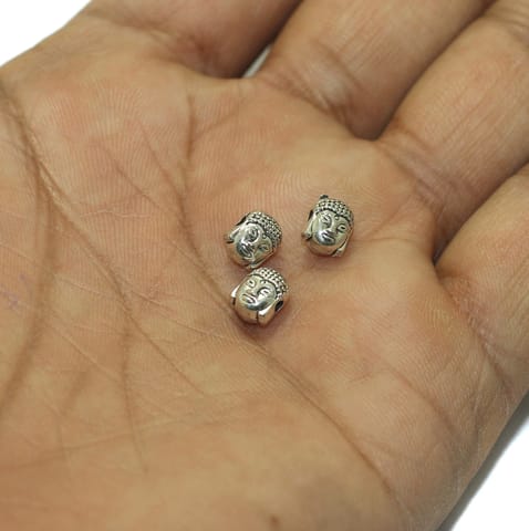 20 Pcs, 7x6mm German Silver Buddha Beads