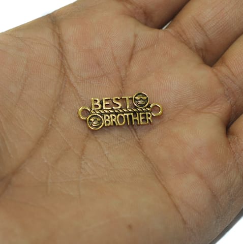 10 Pcs, German Silver "Best Brother" Rakhi Charms Connector