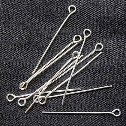 100 Pcs, 2 Inch Brass Eye Pins Silver For Jewellery Making