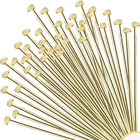 100 Pcs, 2.5 Inch Brass Head Pins Golden For Jewellery Making