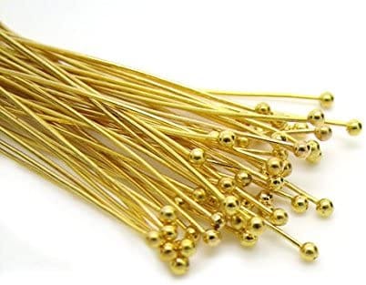 100 Pcs, 2 Inch Brass Ball Pins Golden For Jewellery Making