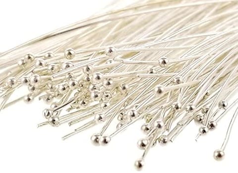 100 Pcs, 2 Inch Brass Ball Pins Silver For Jewellery Making