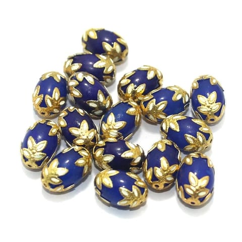 Meenakari Oval Beads 15x10mm Blue